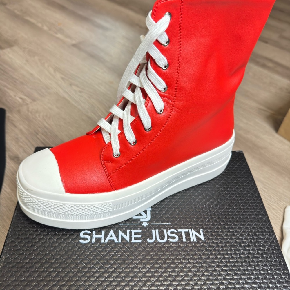 Shane Justin Red High-Top Sneakers